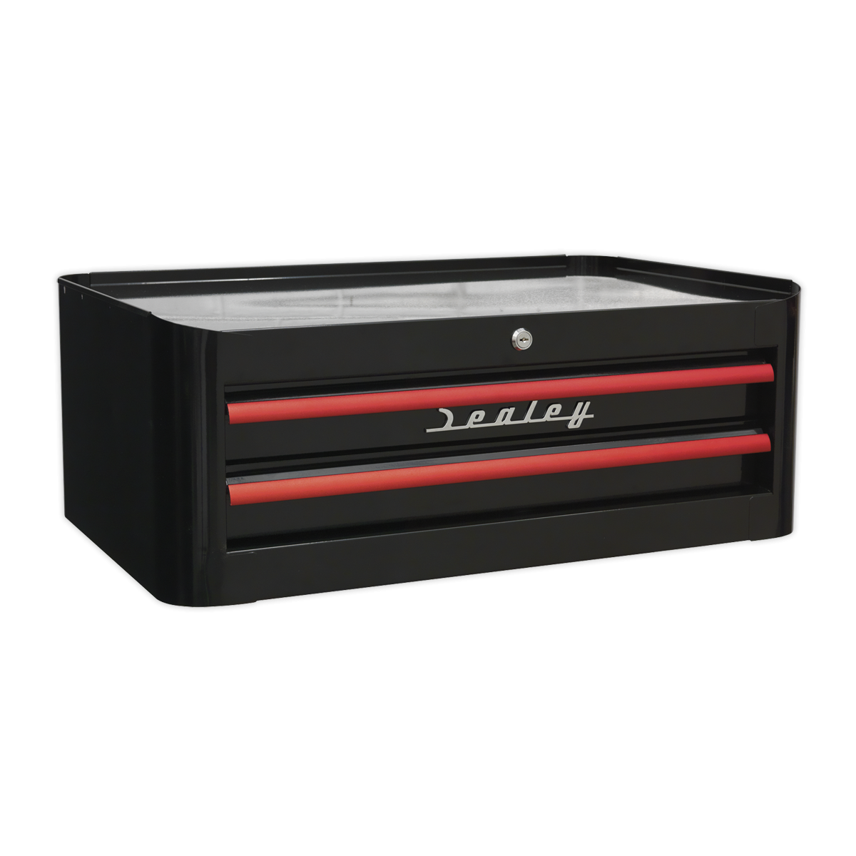 Premier AP28102BR Premier™ Retro Style Mid-Box Tool Chest 2 Drawer - Black with Red Anodised Drawer Pulls