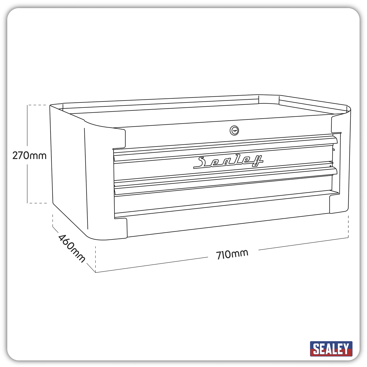 Premier AP28102BR Premier™ Retro Style Mid-Box Tool Chest 2 Drawer - Black with Red Anodised Drawer Pulls