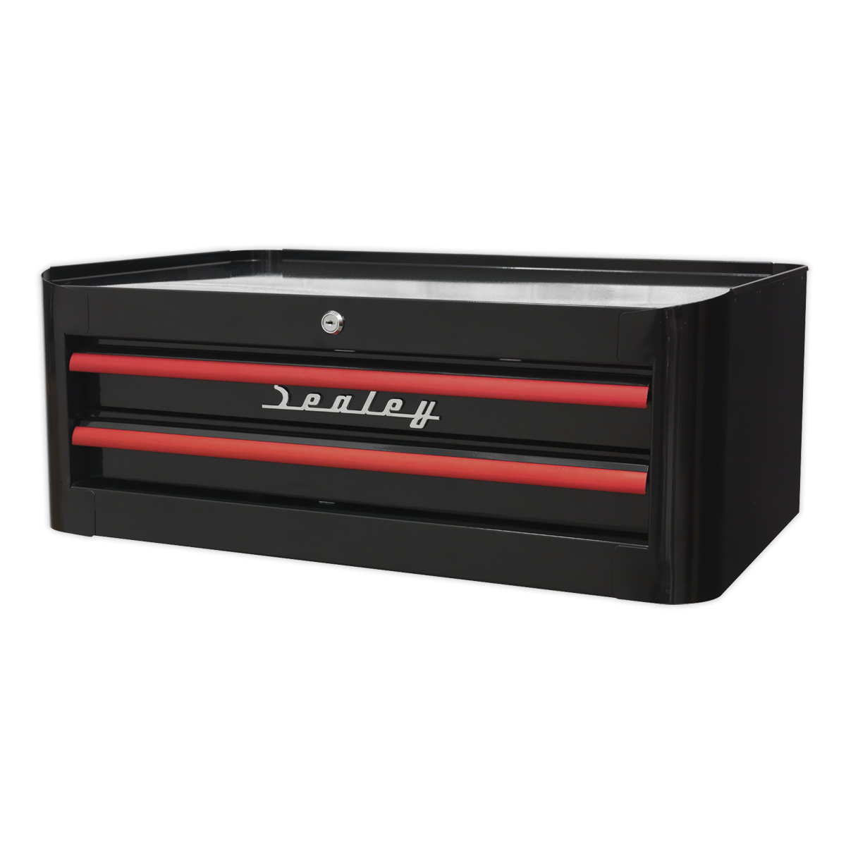 Premier AP28102BR Premier™ Retro Style Mid-Box Tool Chest 2 Drawer - Black with Red Anodised Drawer Pulls