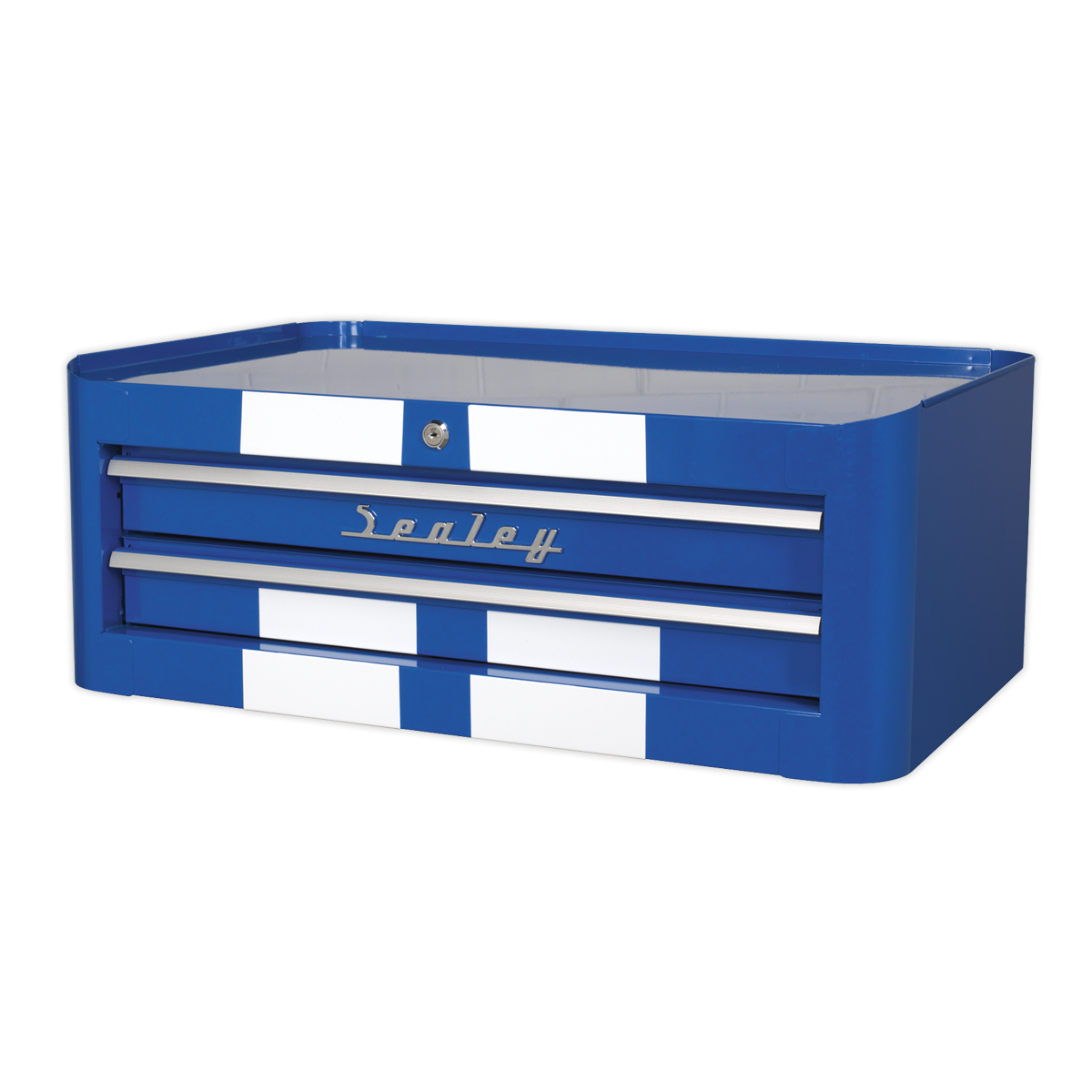 Premier AP28102BWS Premier™ Retro Style Mid-Box Tool Chest 2 Drawer - Blue with White Stripes