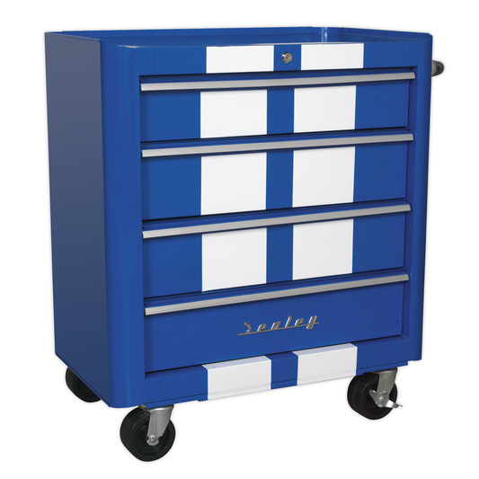 Premier AP28204BWS Premier™ Retro Style Rollcab 4 Drawer - Blue with White Stripes