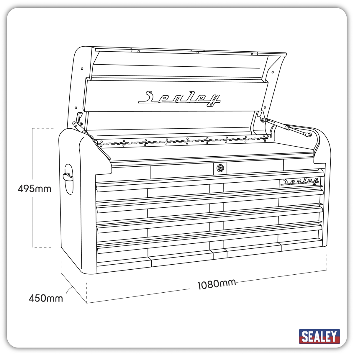 Premier AP41104BWS Premier™ Retro Style Wide Topchest 4 Drawer - Blue with White Stripes