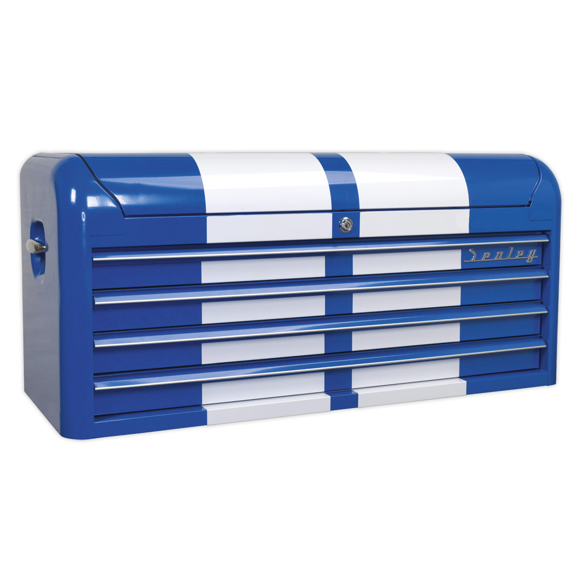 Premier AP41104BWS Premier™ Retro Style Wide Topchest 4 Drawer - Blue with White Stripes