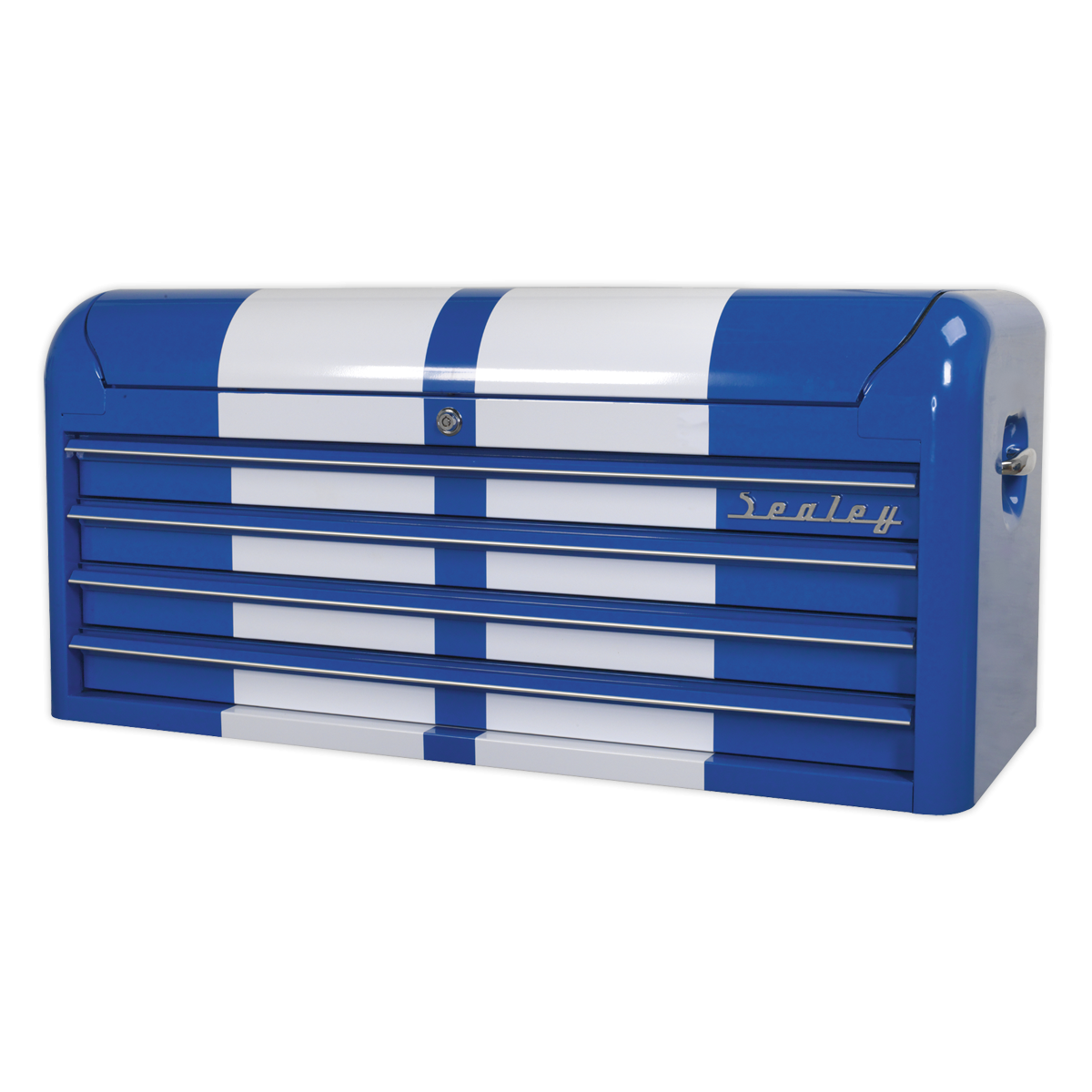 Premier AP41104BWS Premier™ Retro Style Wide Topchest 4 Drawer - Blue with White Stripes