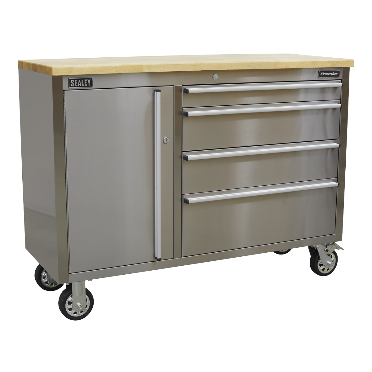 Premier AP4804SS Mobile Stainless Steel Tool Cabinet 4 Drawer