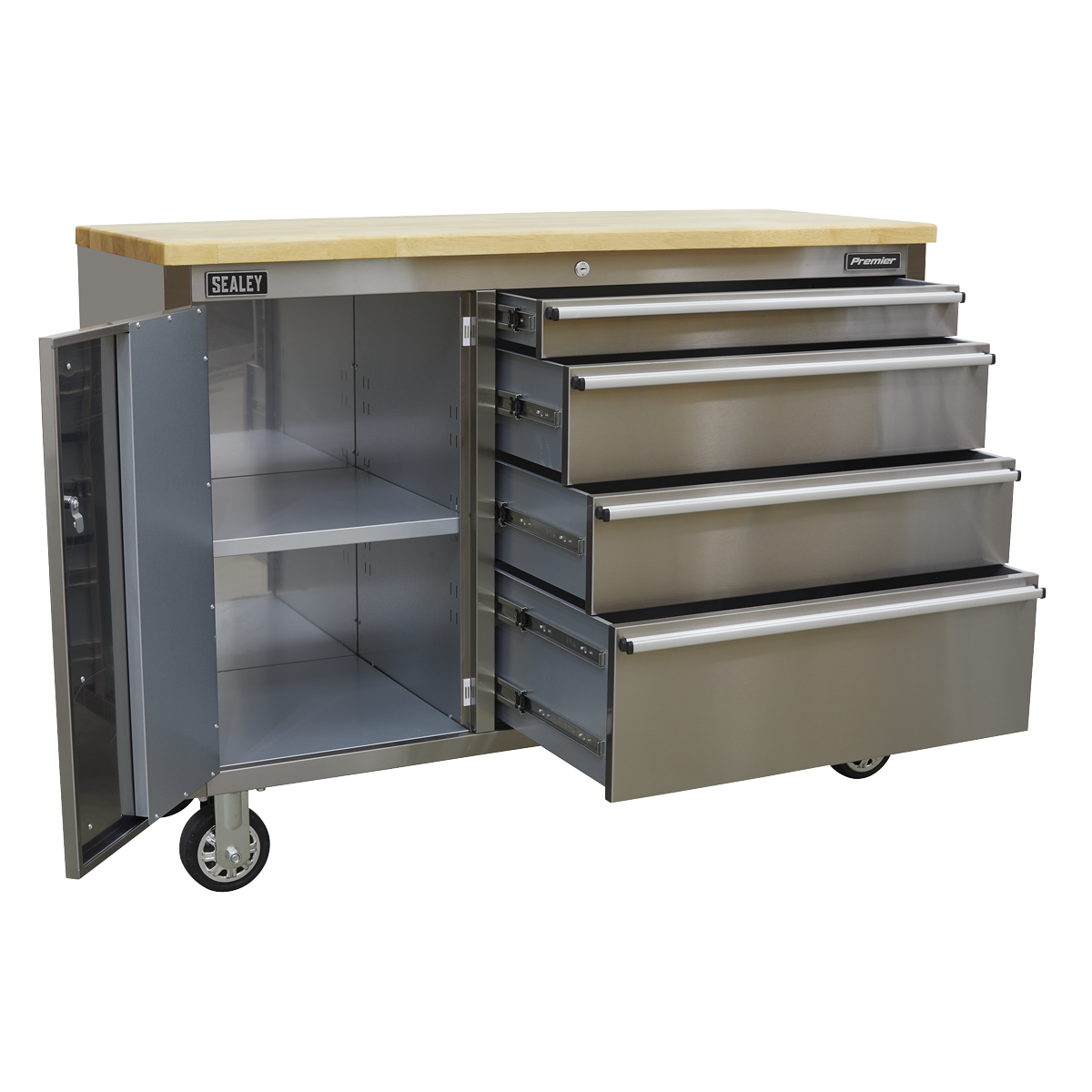 Premier AP4804SS Mobile Stainless Steel Tool Cabinet 4 Drawer