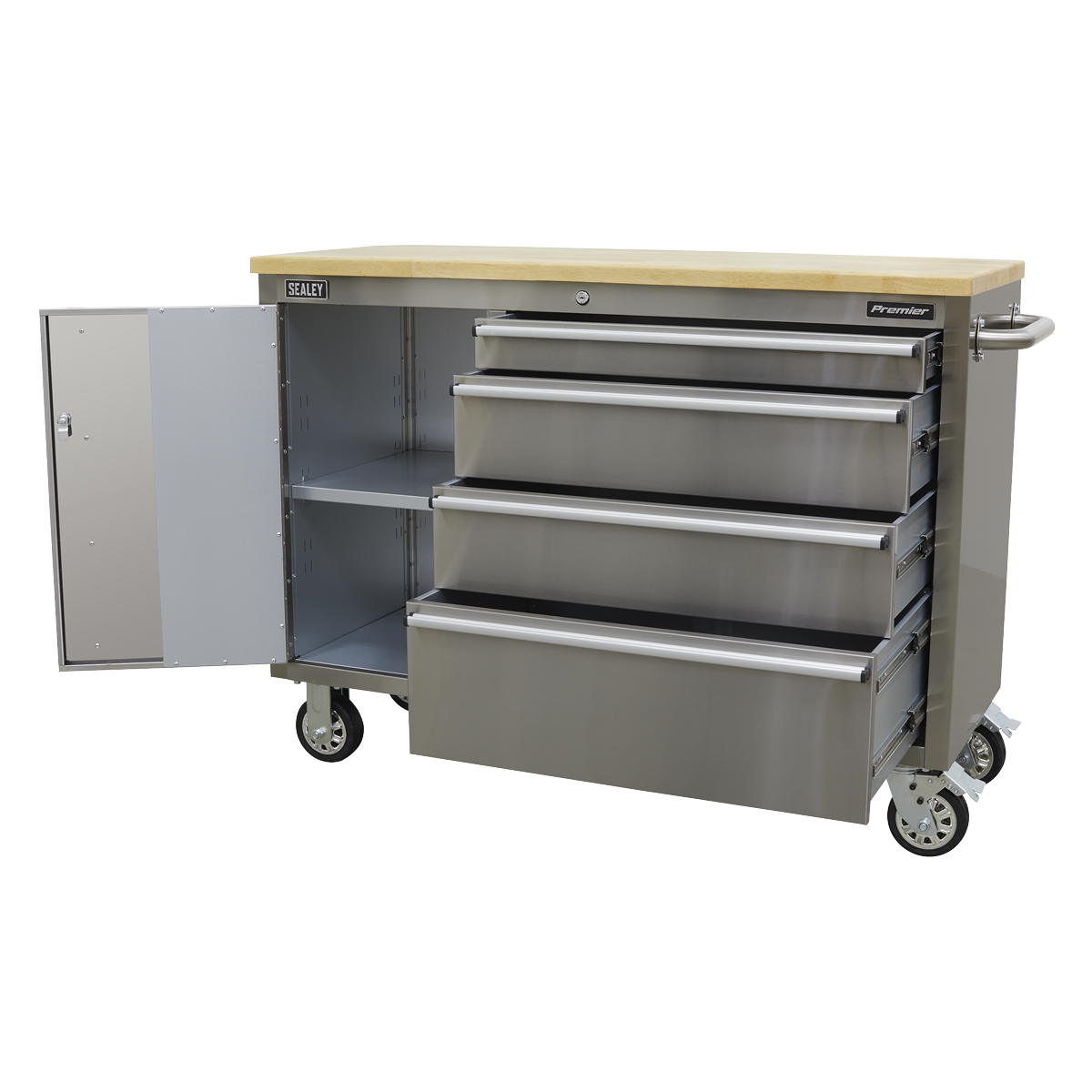 Premier AP4804SS Mobile Stainless Steel Tool Cabinet 4 Drawer