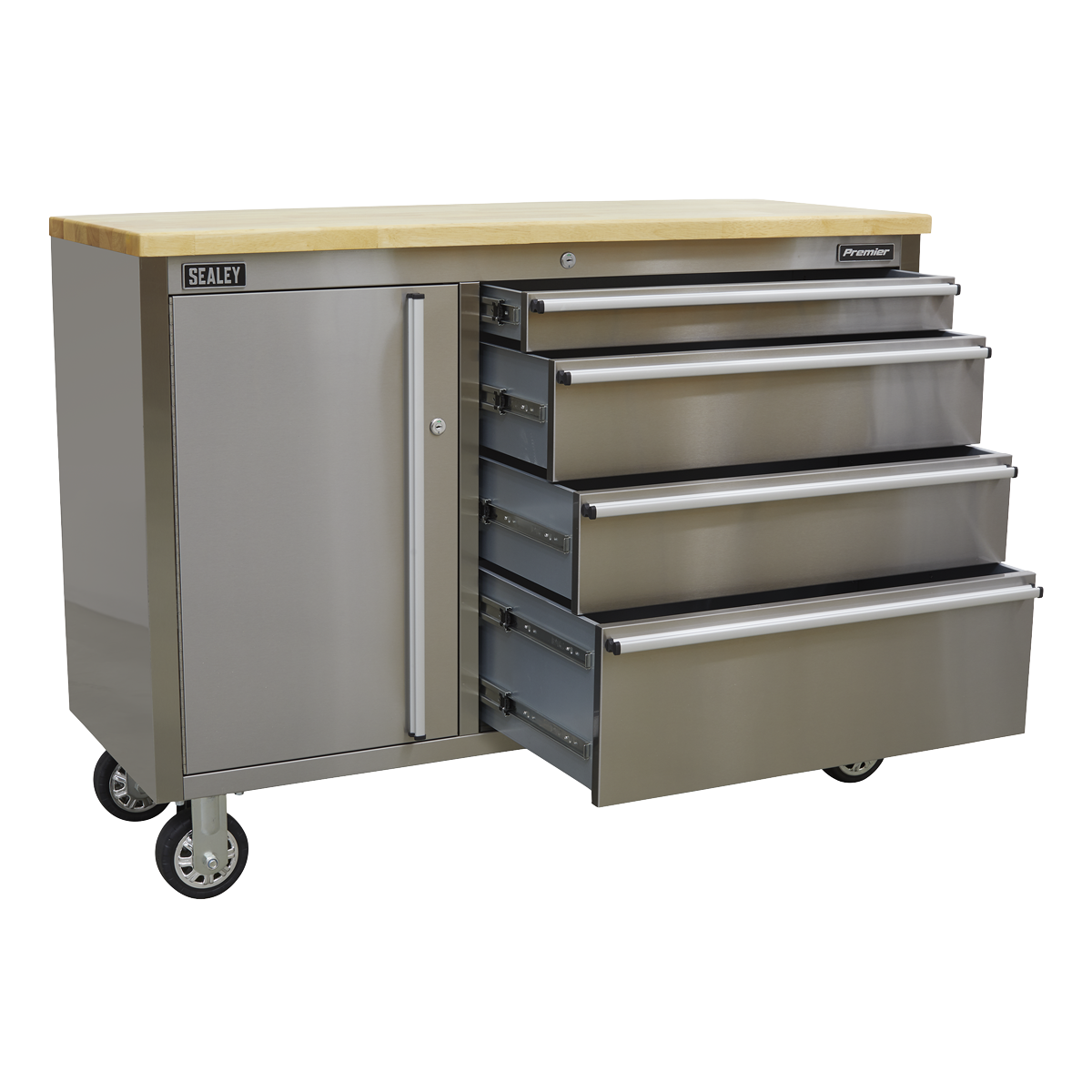 Premier AP4804SS Mobile Stainless Steel Tool Cabinet 4 Drawer