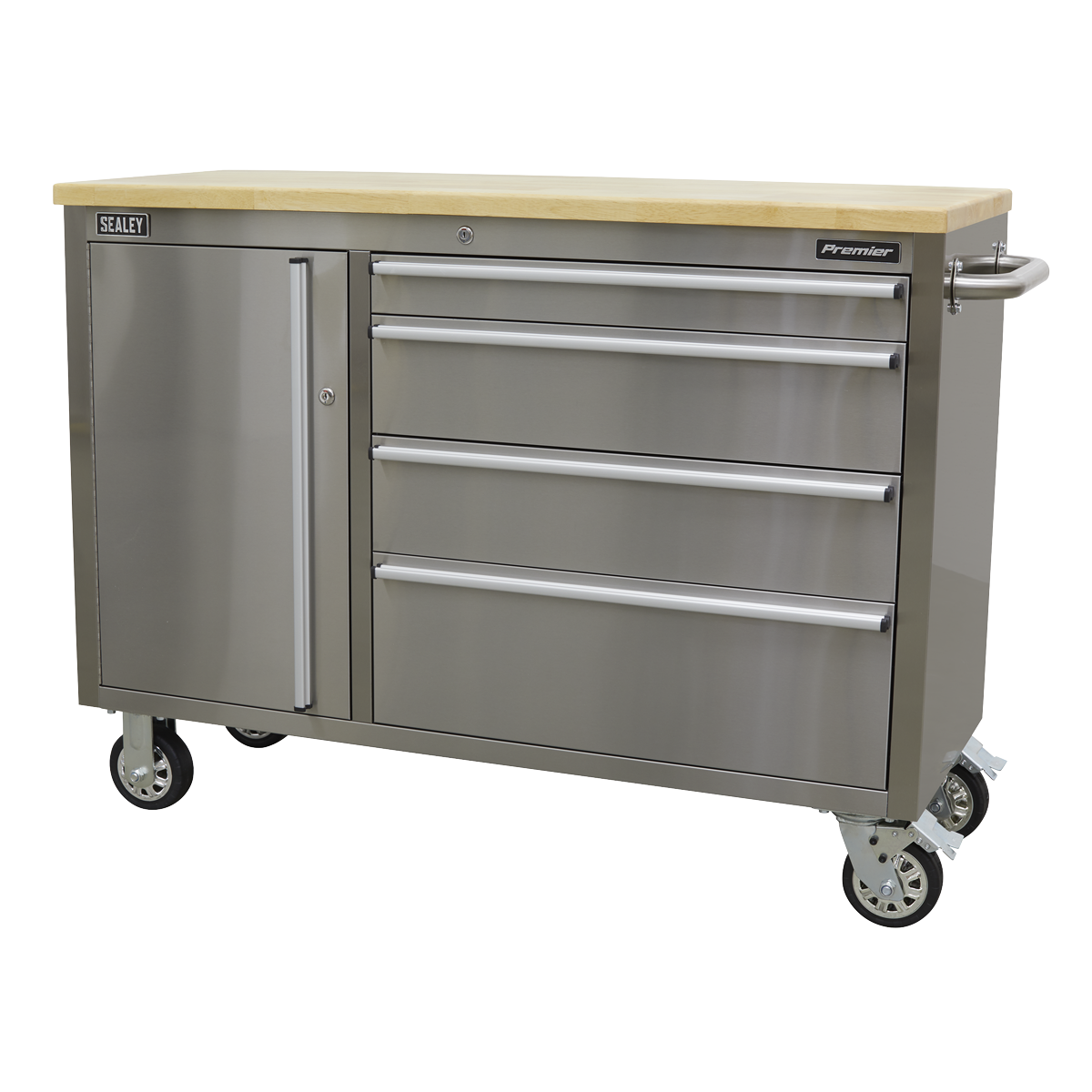 Premier AP4804SS Mobile Stainless Steel Tool Cabinet 4 Drawer
