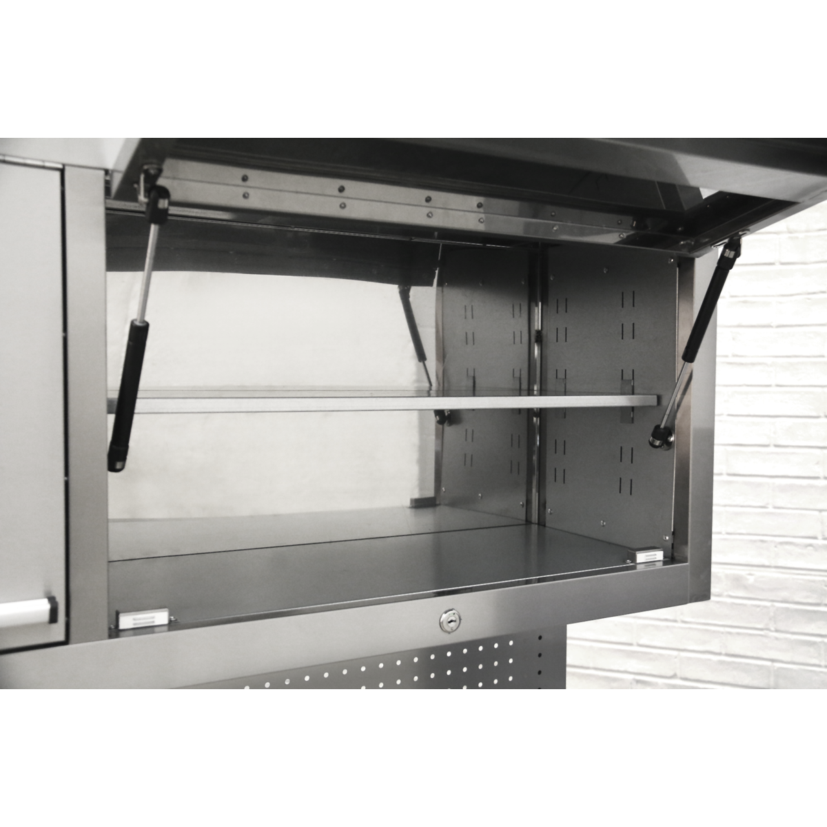 Premier AP5520SS Premier™ Mobile Stainless Steel Tool Cabinet 10 Drawer with Backboard & 2 Wall Cupboards