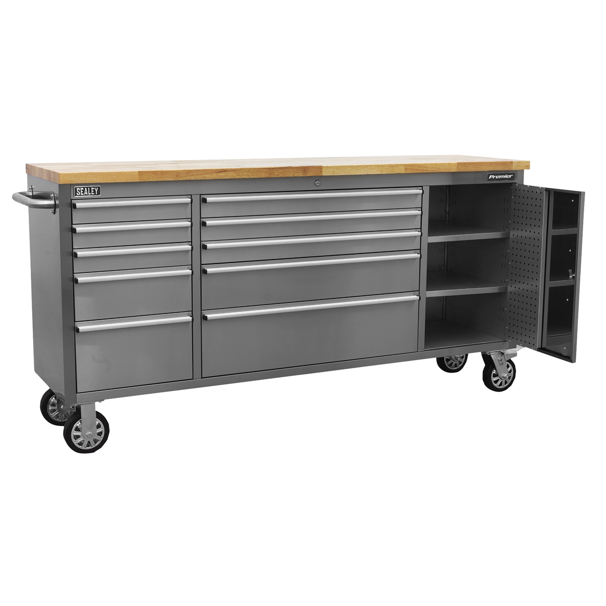 Premier AP7210SS Premier™ Mobile Stainless Steel Tool Cabinet & Cupboard 10 Drawer