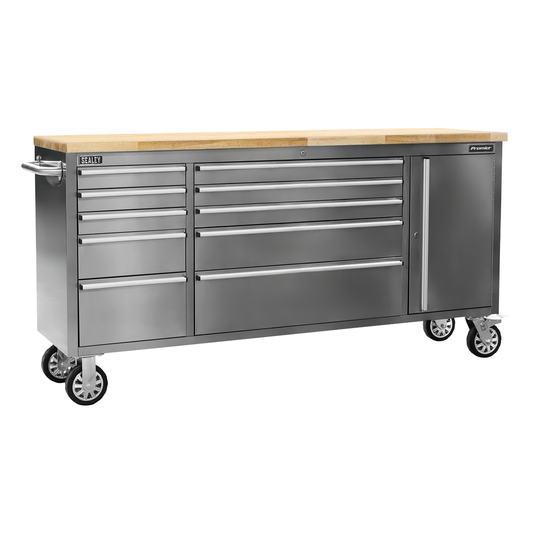 Premier AP7210SS Premier™ Mobile Stainless Steel Tool Cabinet & Cupboard 10 Drawer