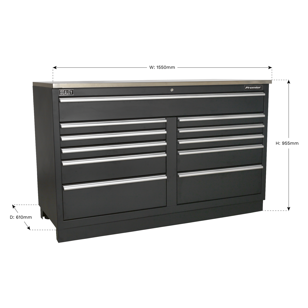 Premier APMS04 Premier™ Heavy-Duty Modular Floor Cabinet 11 Drawer 1550mm