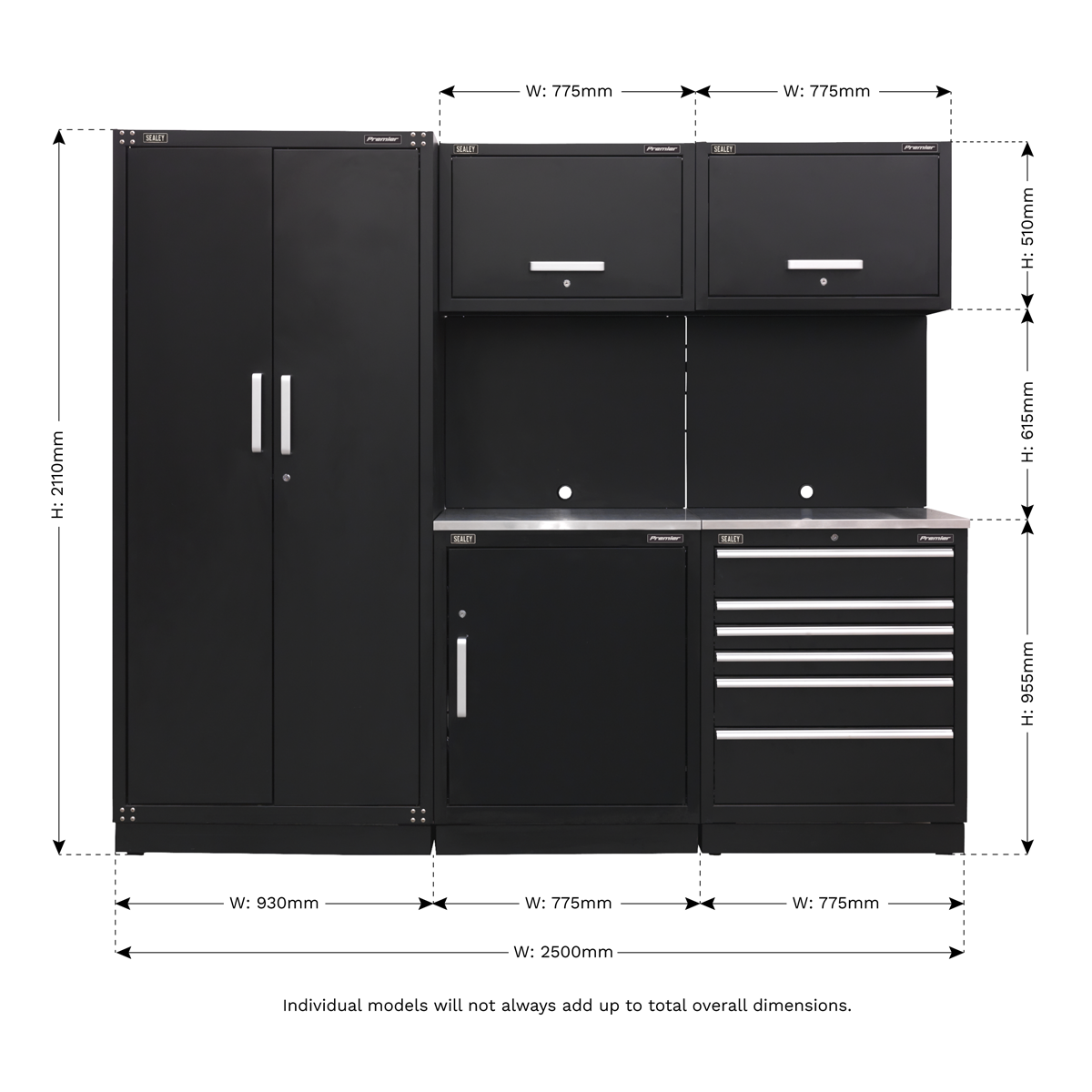 Premier APMSCOMBO1SS Premier™ Storage System with Stainless Worktop 2.48m