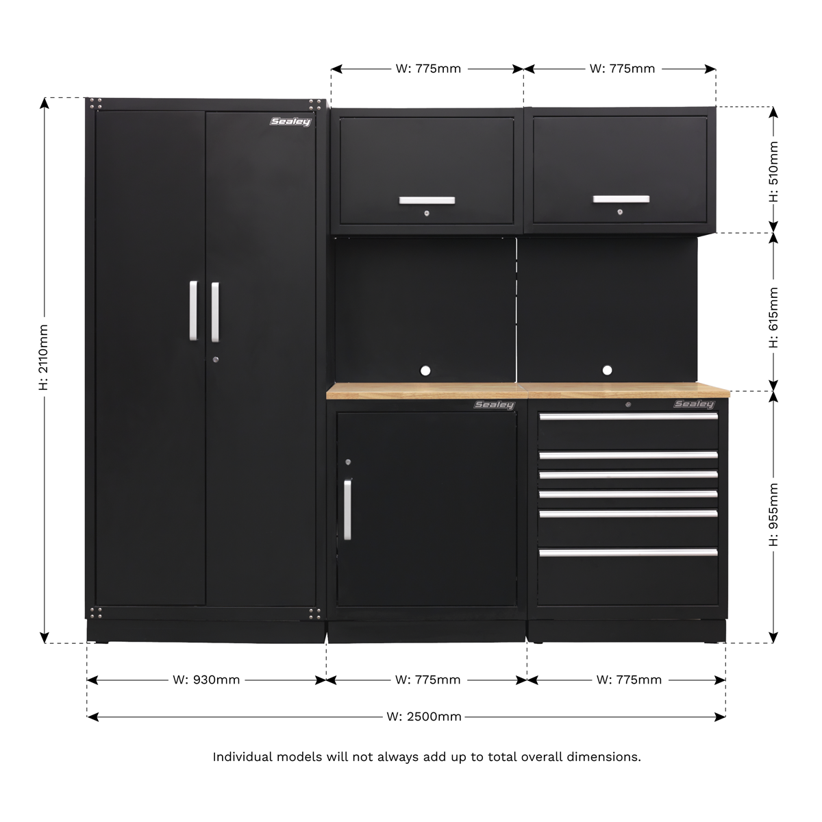 Premier APMSCOMBO1W Premier™ Storage System with Hardwood Worktop 2.48m