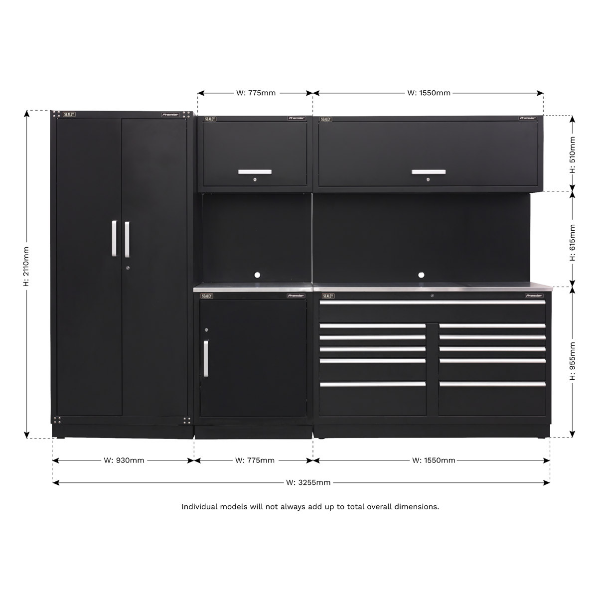 Premier APMSCOMBO2SS Premier™ Storage System with Stainless Worktop 3.26m