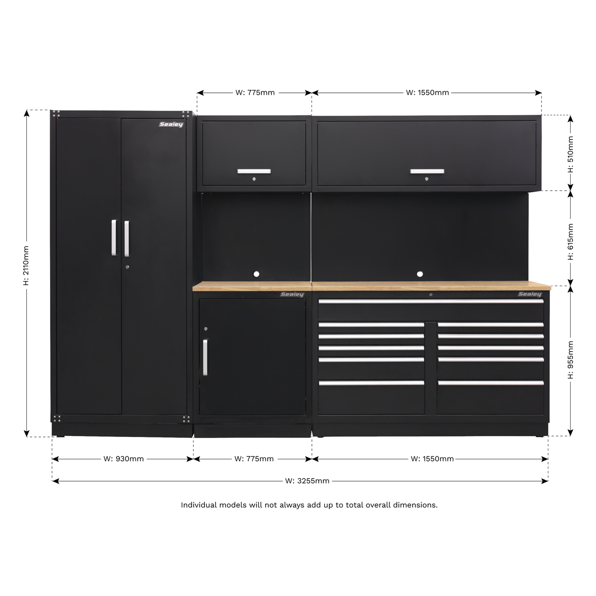 Premier APMSCOMBO2W Premier™ Storage System with Hardwood Worktop 3.26m