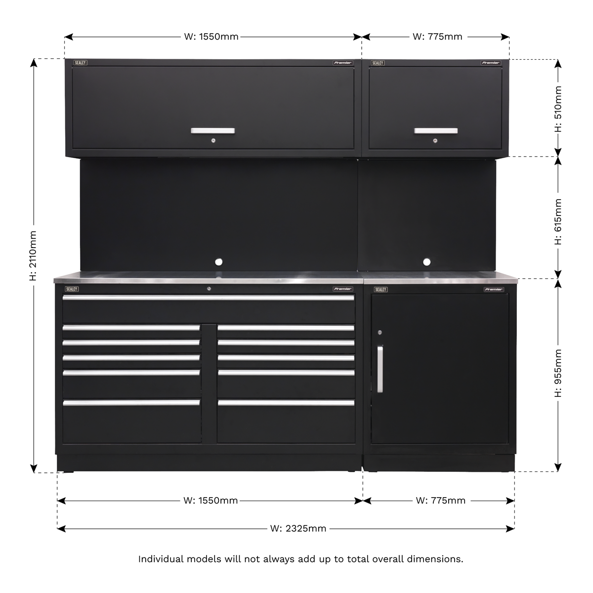 Premier APMSCOMBO4SS Premier™ Storage System with Stainless Worktop 2.33m