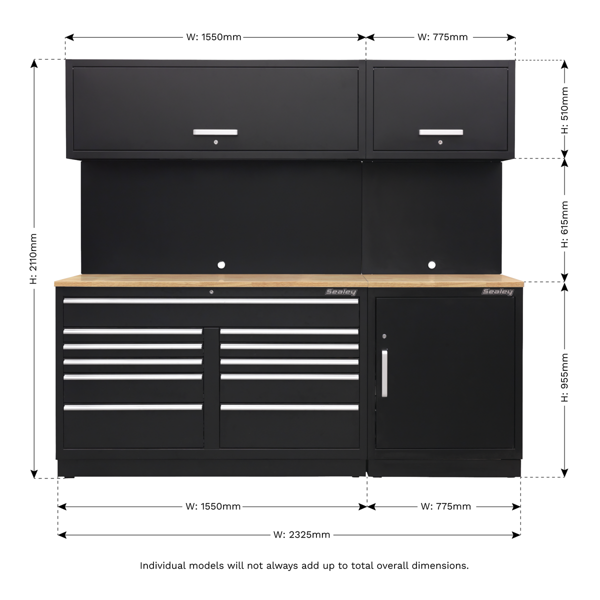 Premier APMSCOMBO4W Premier™ Storage System with Hardwood Worktop 2.33m