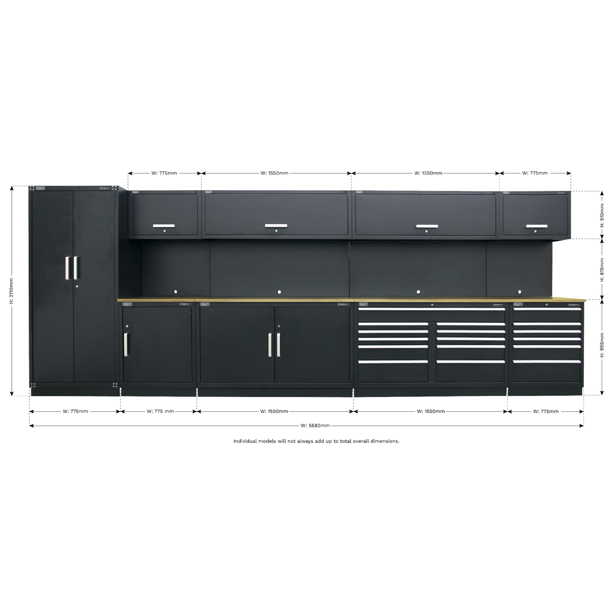 Premier APMSOAK Premier™ Storage System with Hardwood Worktop 5.58m