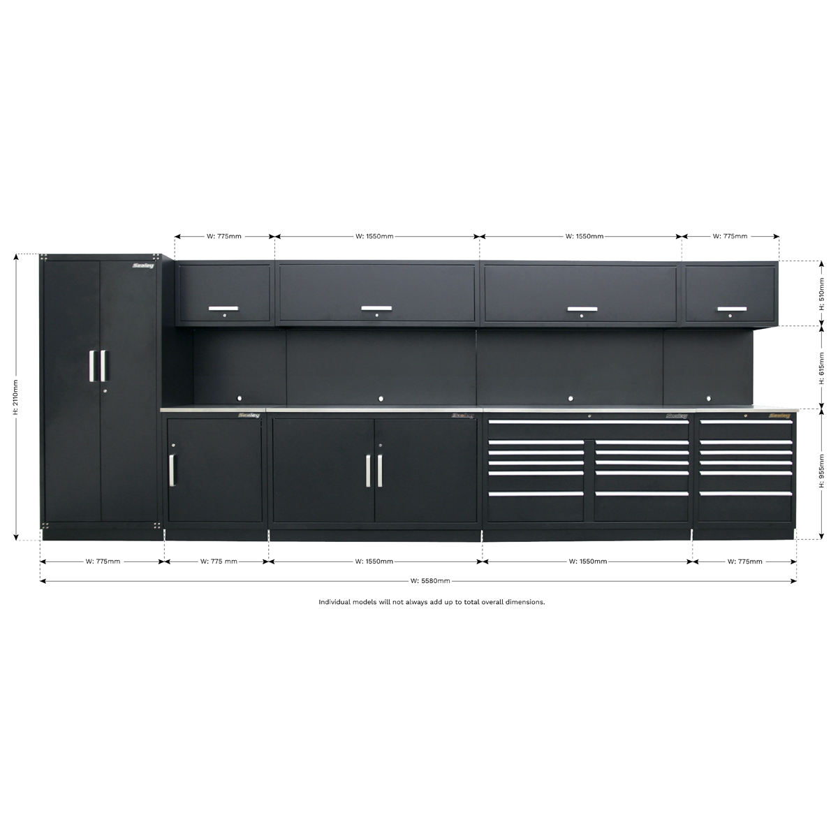 Premier APMSSTEEL Premier™ Storage System with Stainless Worktop 5.58m