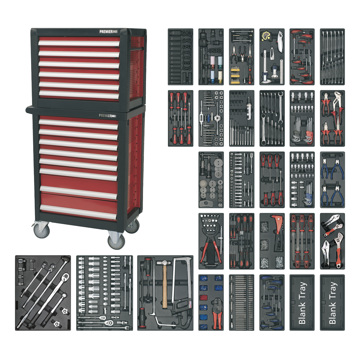 Premier APTTC02 Premier™ Topchest & Rollcab Combination 14 Drawer with 1233pc Tool Kit