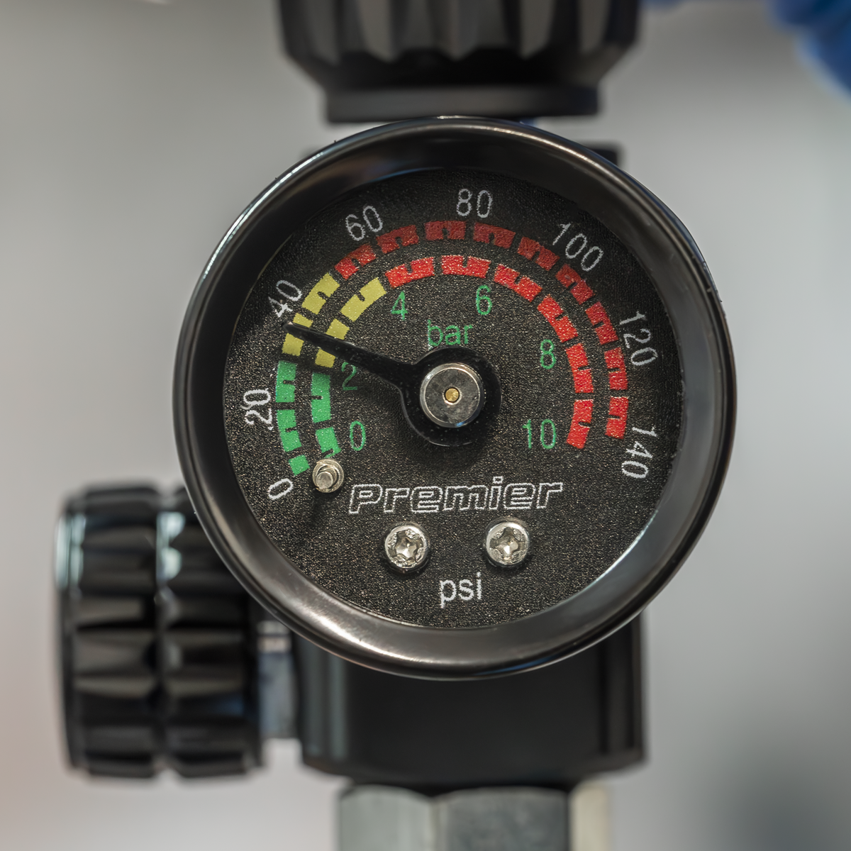 Premier AR02 Premier On-Gun Air Pressure Regulator/Gauge with Glass Lens
