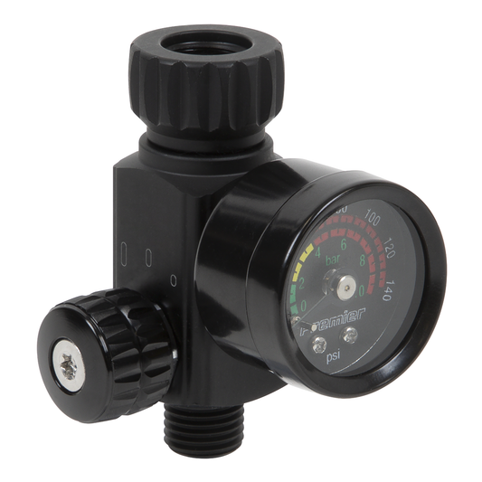 Premier AR02 Premier On-Gun Air Pressure Regulator/Gauge with Glass Lens
