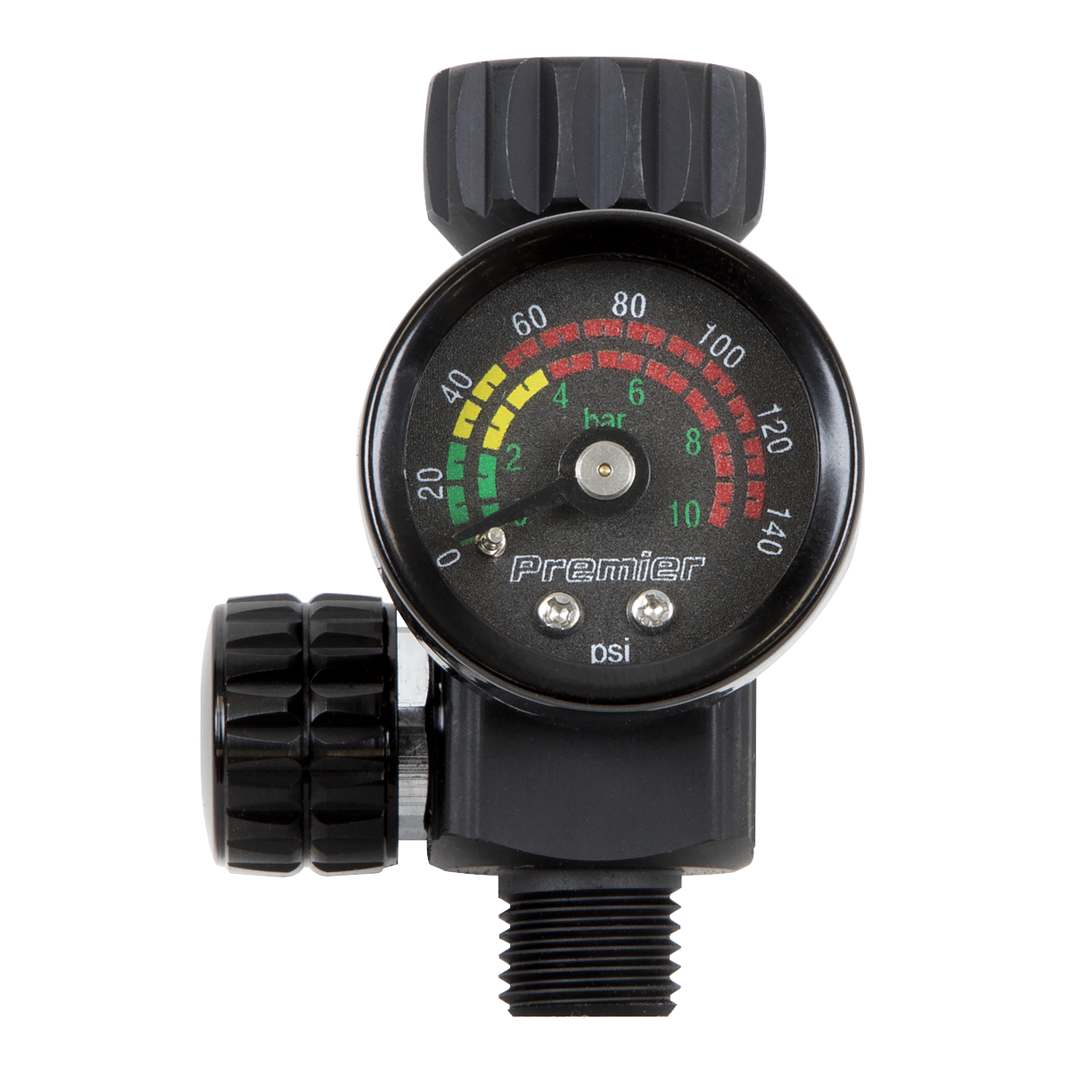 Premier AR02 Premier On-Gun Air Pressure Regulator/Gauge with Glass Lens