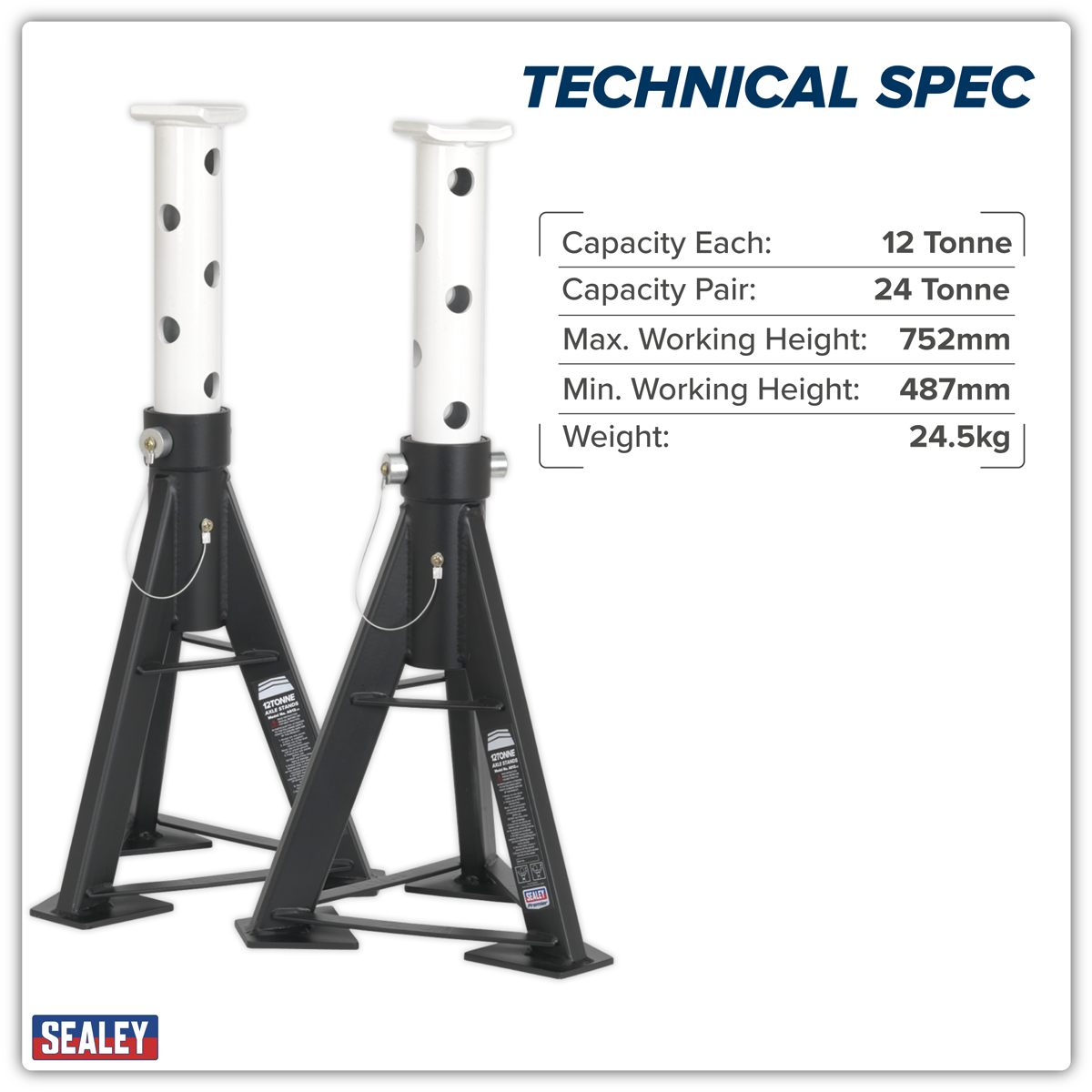Premier AS12 Premier Axle Stands (Pair) 12 Tonne Capacity per Stand High Level
