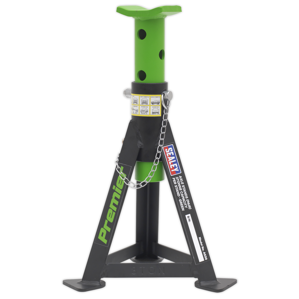 Premier AS3G Premier Axle Stands (Pair) 3 Tonne Capacity per Stand - Green