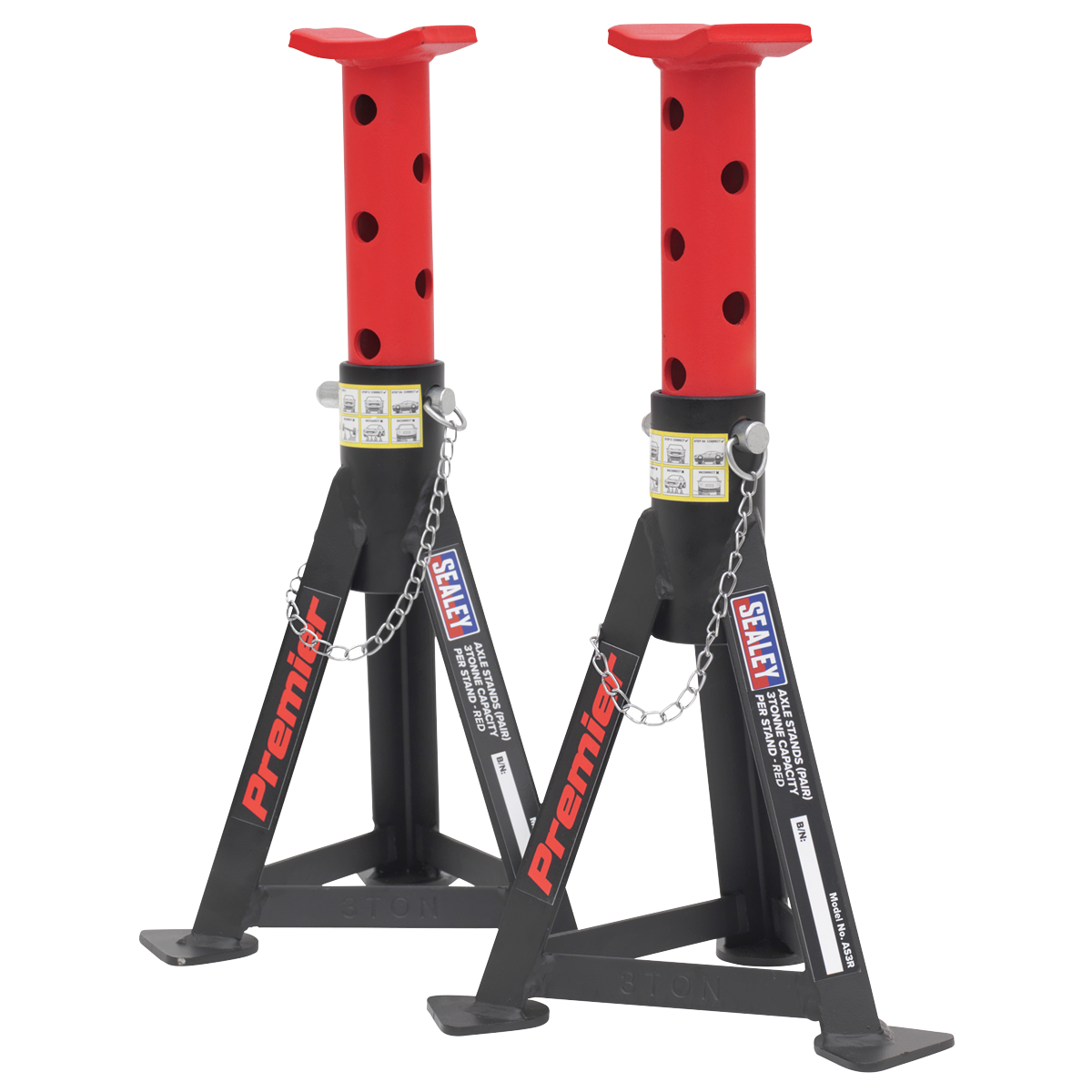 Premier AS3R Premier Axle Stands (Pair) 3 Tonne Capacity per Stand - Red