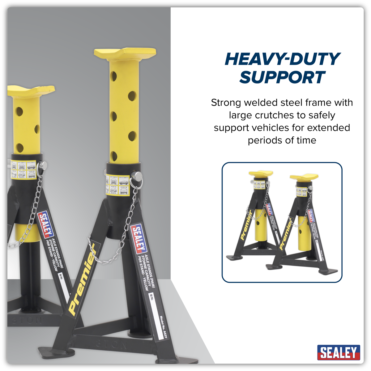 Premier AS3Y Premier Axle Stands (Pair) 3 Tonne Capacity per Stand - Yellow