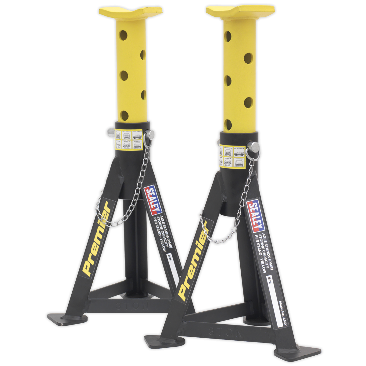 Premier AS3Y Premier Axle Stands (Pair) 3 Tonne Capacity per Stand - Yellow