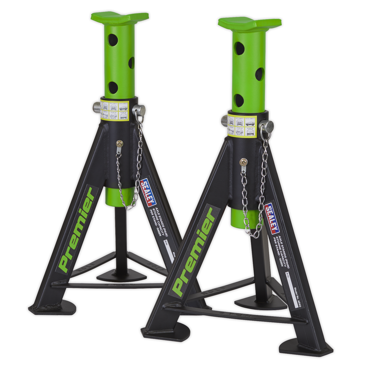 Premier AS6G Premier Axle Stands (Pair) 6 Tonne Capacity per Stand - Green