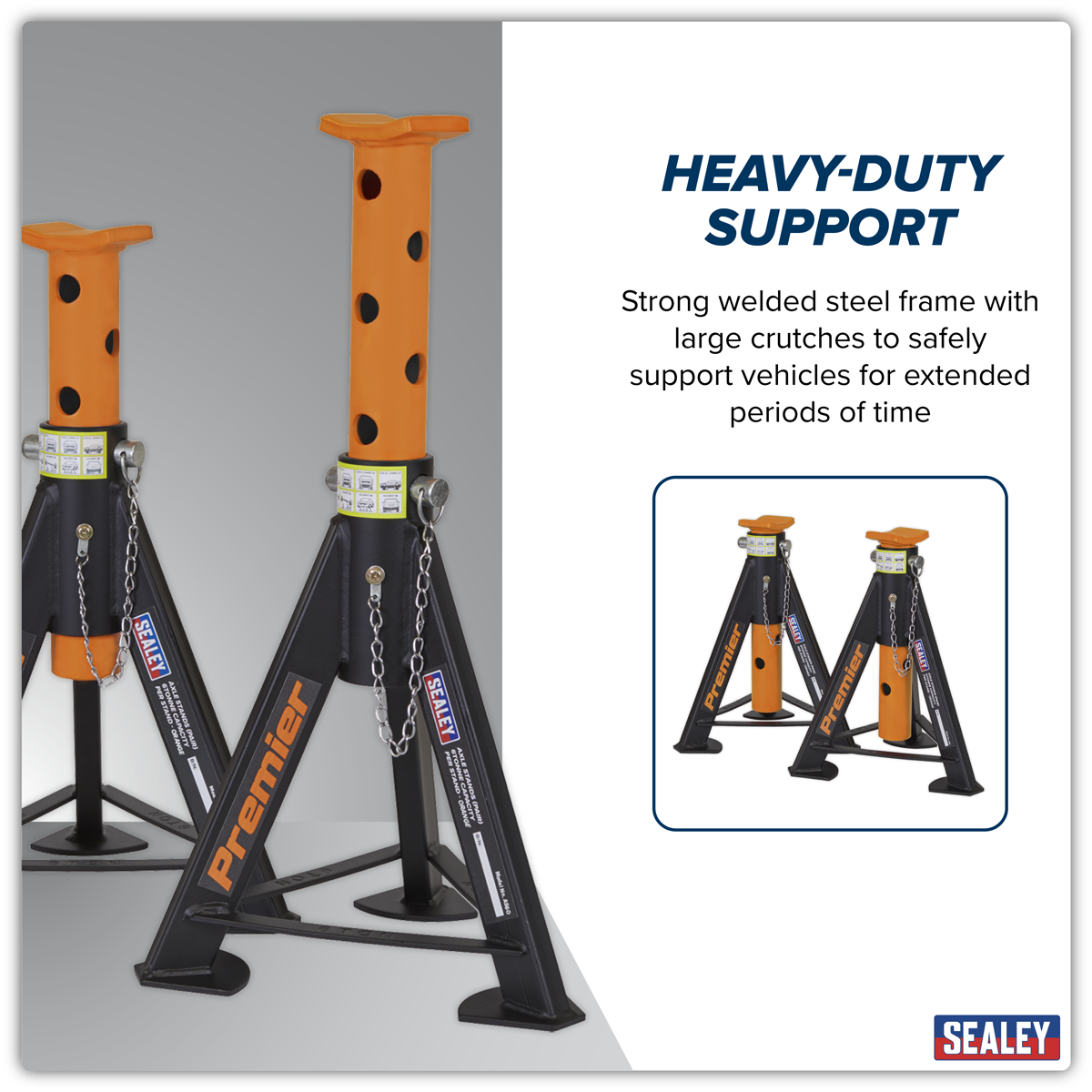 Premier AS6O Premier Axle Stands (Pair) 6 Tonne Capacity per Stand - Orange