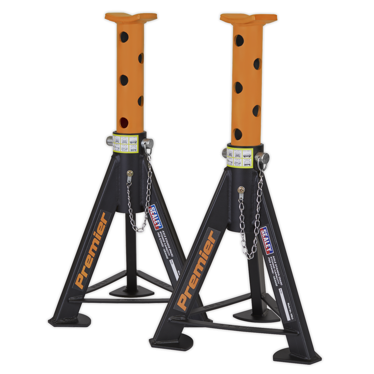Premier AS6O Premier Axle Stands (Pair) 6 Tonne Capacity per Stand - Orange