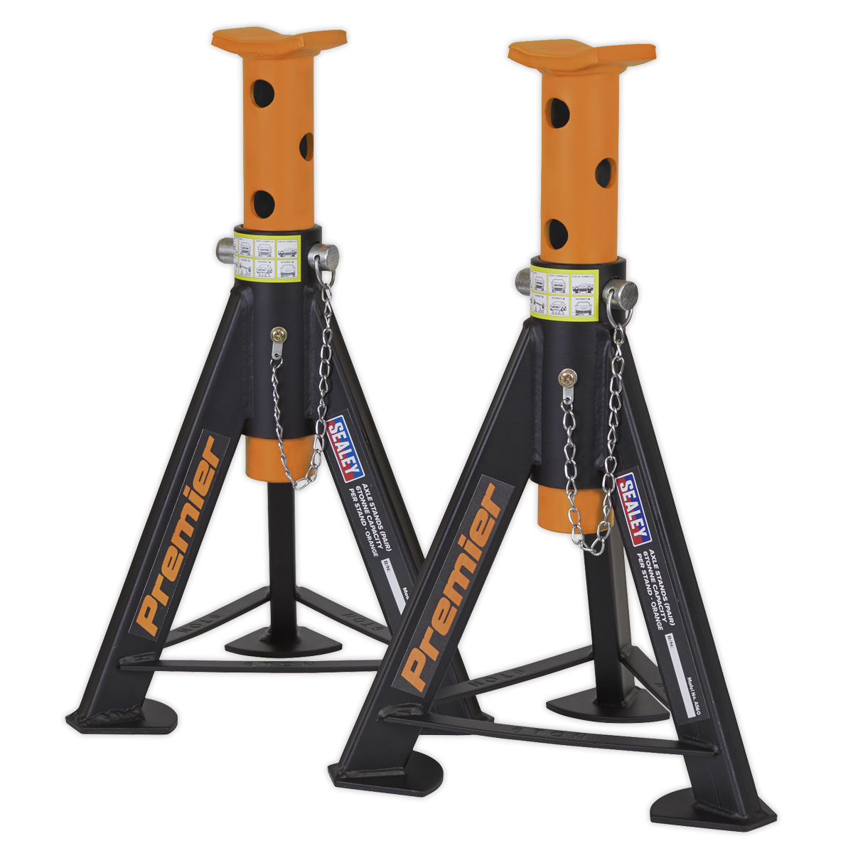 Premier AS6O Premier Axle Stands (Pair) 6 Tonne Capacity per Stand - Orange