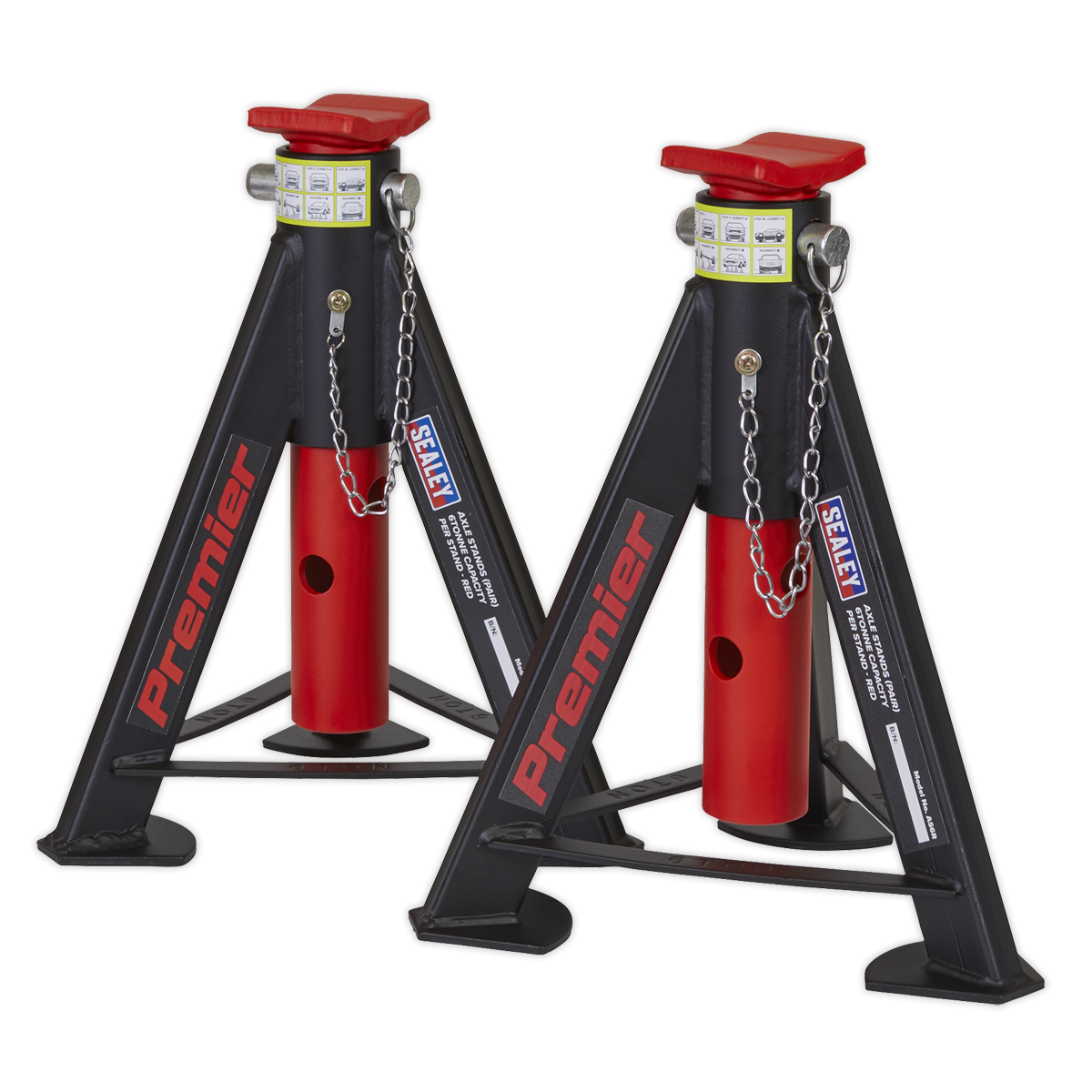 Premier AS6R Premier Axle Stands (Pair) 6 Tonne Capacity per Stand - Red