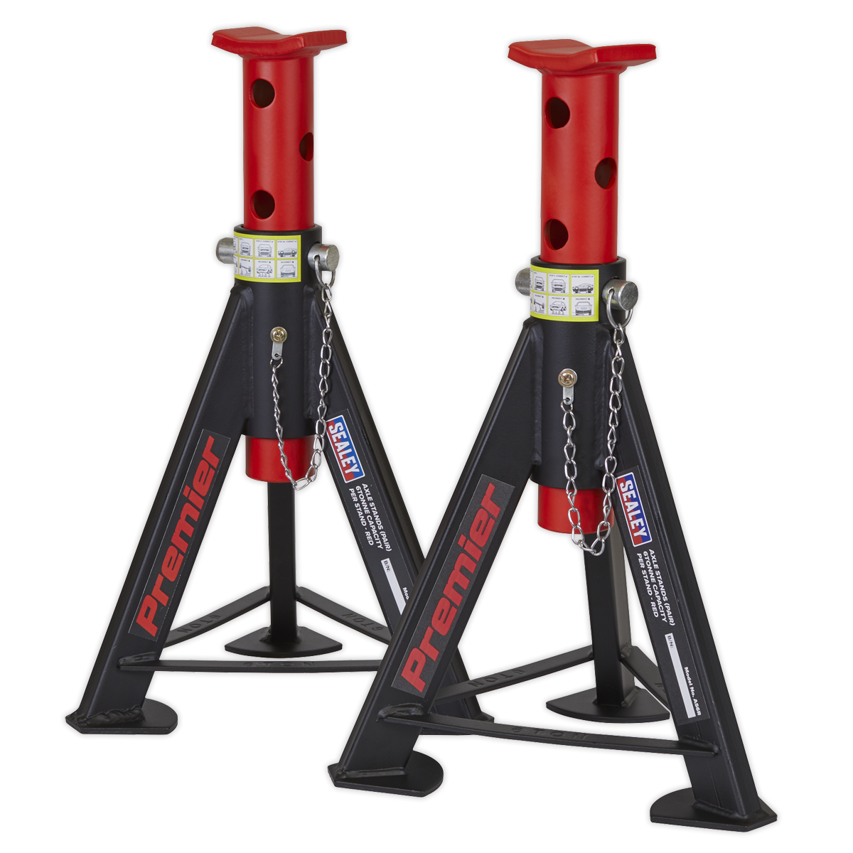 Premier AS6R Premier Axle Stands (Pair) 6 Tonne Capacity per Stand - Red