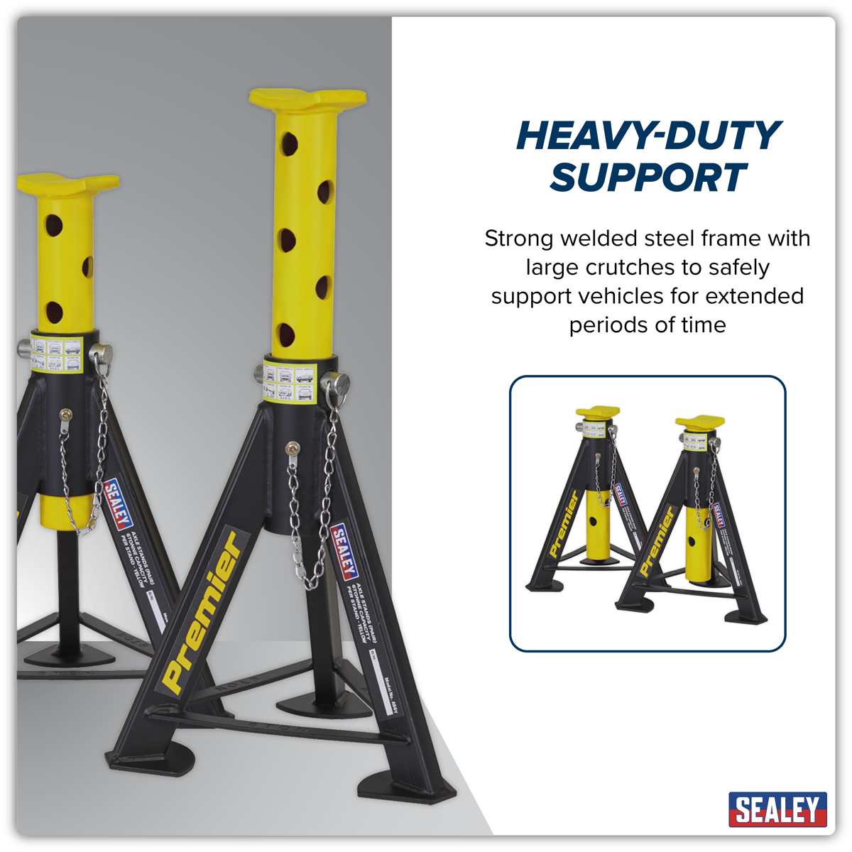 Premier AS6Y Premier Axle Stands (Pair) 6 Tonne Capacity per Stand - Yellow