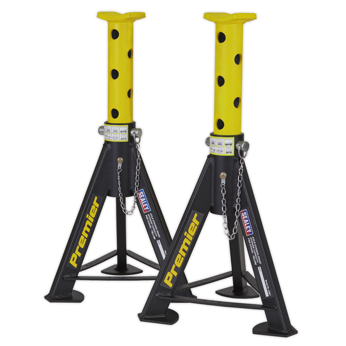 Premier AS6Y Premier Axle Stands (Pair) 6 Tonne Capacity per Stand - Yellow