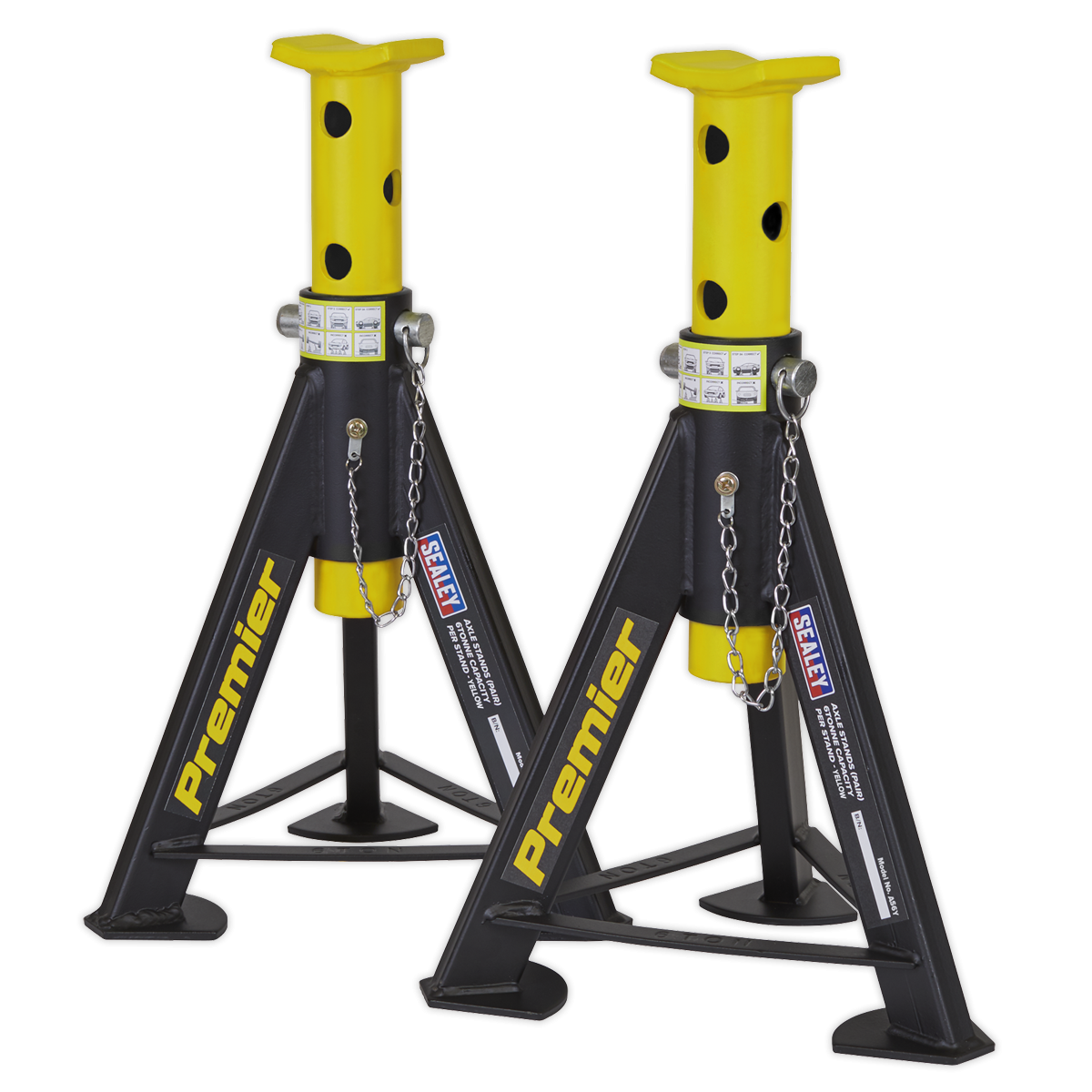 Premier AS6Y Premier Axle Stands (Pair) 6 Tonne Capacity per Stand - Yellow