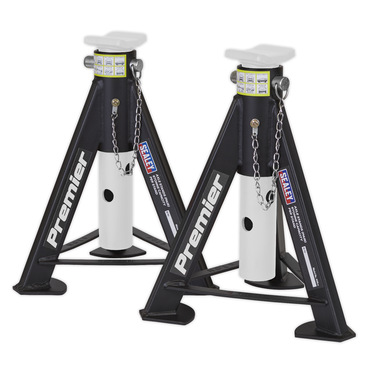Premier AS6 Premier Axle Stands (Pair) 6 Tonne Capacity per Stand - White