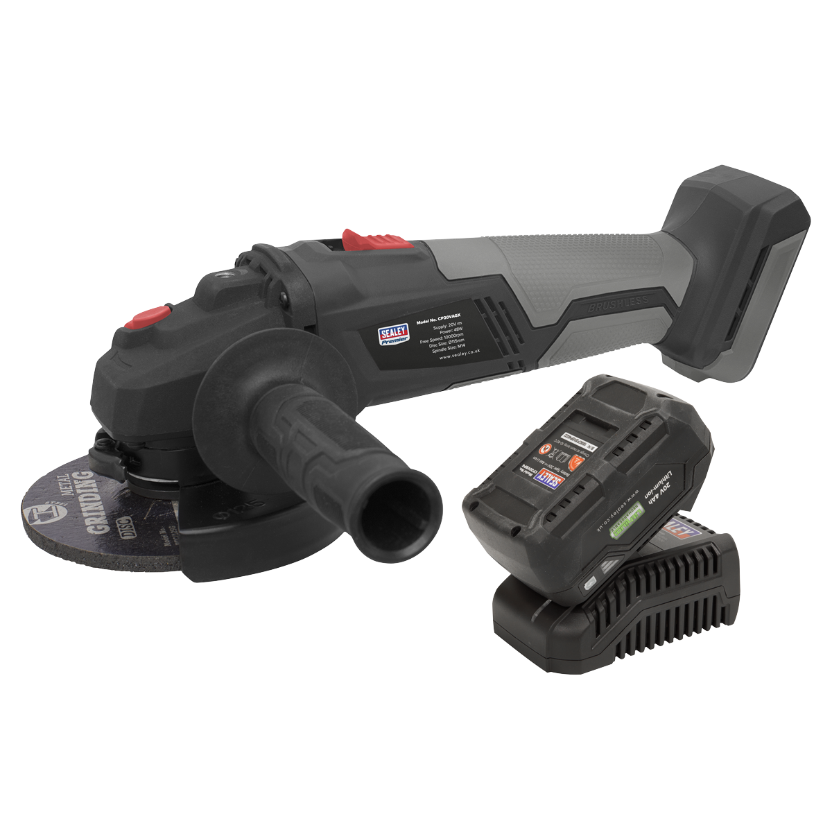 Premier CP20VAGXKIT1 Premier SV20 Series 115mm Brushless Cordless Angle Grinder Kit 20V 4Ah