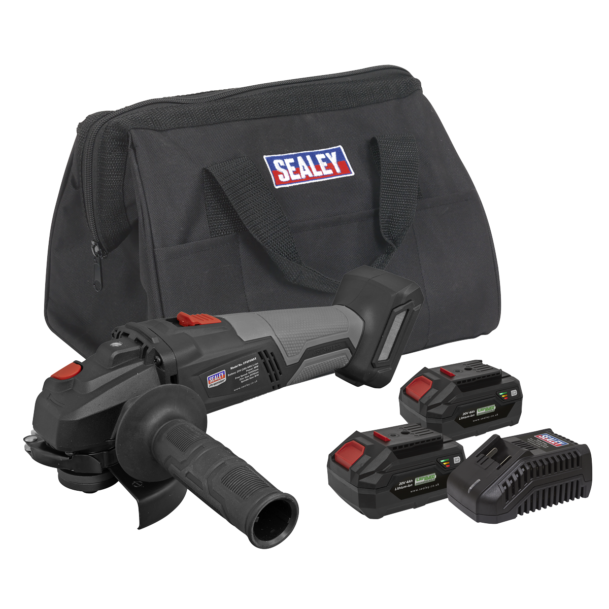 Premier CP20VAGXKITEU Premier SV20 Series 115mm Brushless Cordless Angle Grinder Kit 20V 4Ah - 2 Batteries & Euro Plug