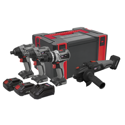 Premier CP20VCOMBOX1EU Premier 4 x SV20 Series Cordless Brushless Power Tool Kit 20V Euro Plug - 2 Batteries