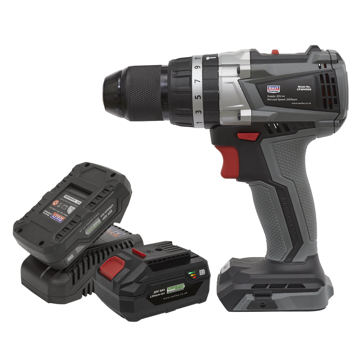 Premier CP20VDDXKIT Premier SV20 Series 13mm Brushless Cordless Combi Drill Kit 20V - 2 Batteries