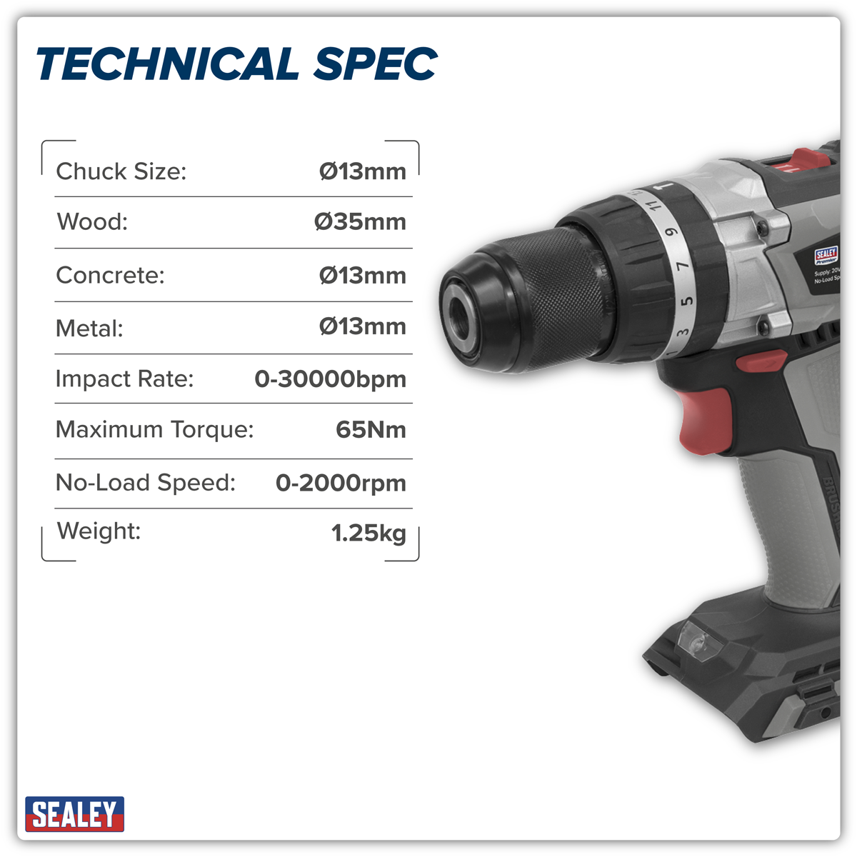 Premier CP20VDDX Premier SV20 Series 13mm Brushless Cordless Combi Drill 20V - Body Only