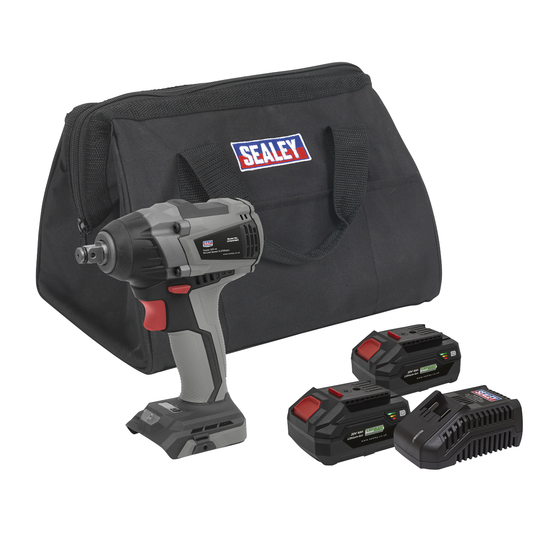 Premier CP20VIWXKIT Premier SV20 Series 1/2"Sq Drive Brushless Cordless Impact Wrench Kit 20V 4Ah - 2 Batteries